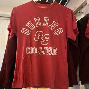Vintage Ladies Queens College T Tee T-Shirt Medium Salmon CUNY